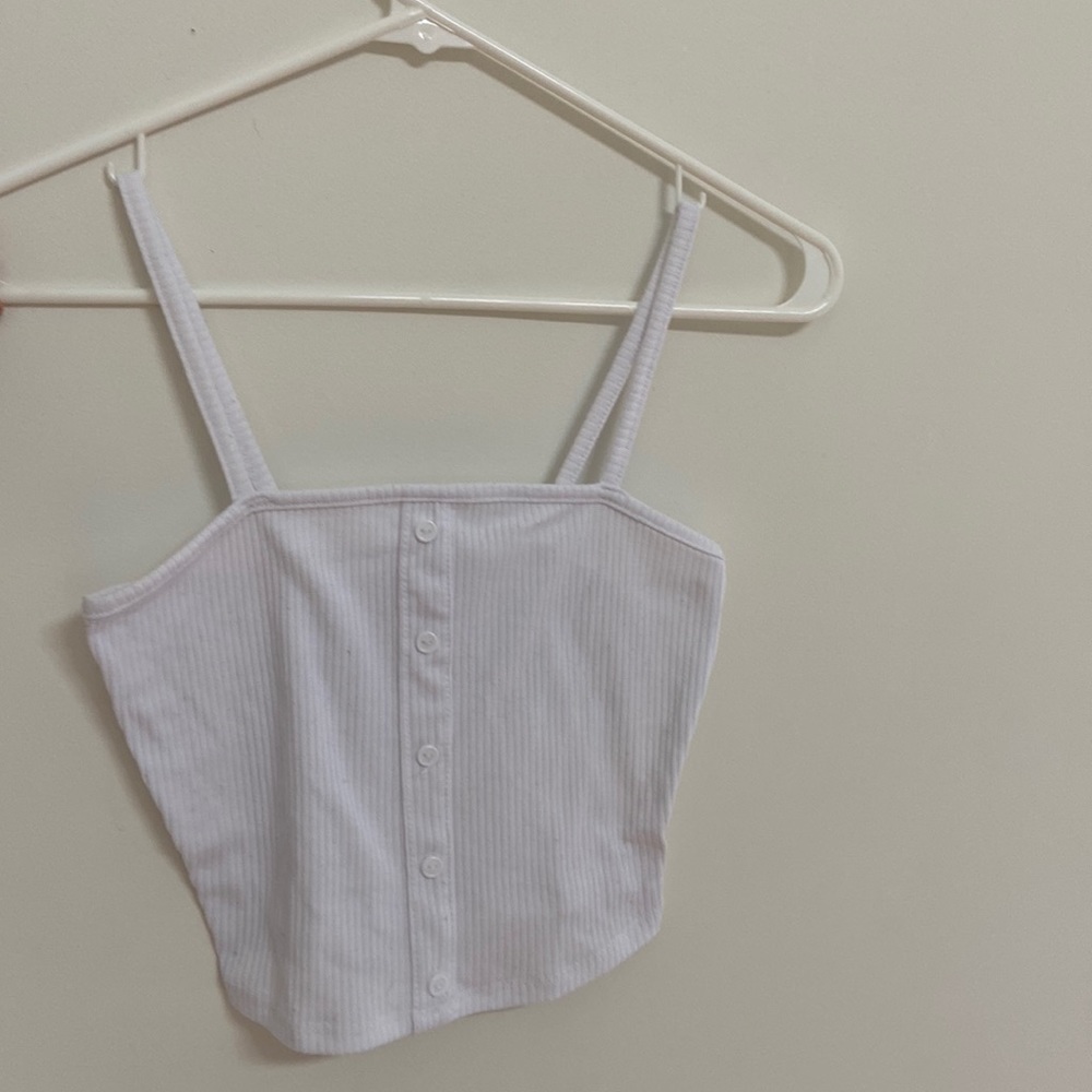 White cotton cropped tank top! Never worn